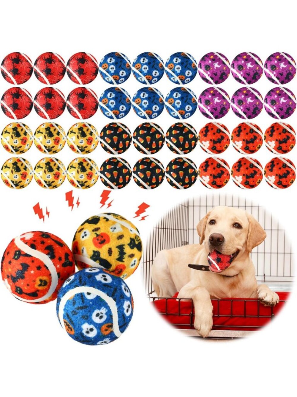 36 Pcs Squeaky Tennis Balls for Dogs - Interactive Chew Toys for Fetch & Play